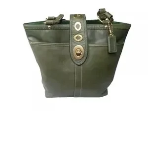 Coach | Bags | Coach Lily Legacy Turnlock Green Leather Tote
